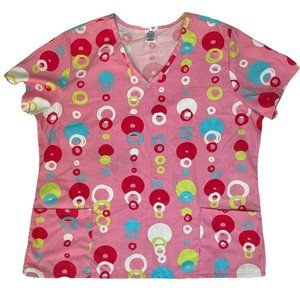 Womens Pink Multicolor Geometric shapes XL Medical